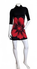 Smash! Isidora Dress Size S NWT | Black Red Floral Print Sweater Knit Tunic