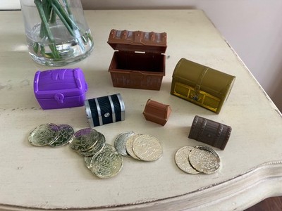 Lot x 6 Play Pirate's Treasure Chests & ''Gold'' Coin Booty ~ Various Makers