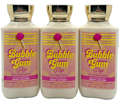NEW Bath & Body Works Lot of 3 Bottles Bubble Gum Pop Daily Body Lotion 8 oz