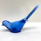 VTG Fenton Opalescent Blue Glass Long Tail Bird of Happiness Sparrow Figurine EC