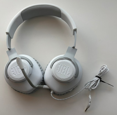 JBL - Quantum 100 Wired Over Ear Gaming Headphones Detachable Microphone White