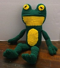 Handmade Crochet stuffed Animals Green Yellow Frog