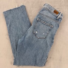 Paige Womens Jeans High Rise Sarah Straight Ripstyle Light Wash Size 27