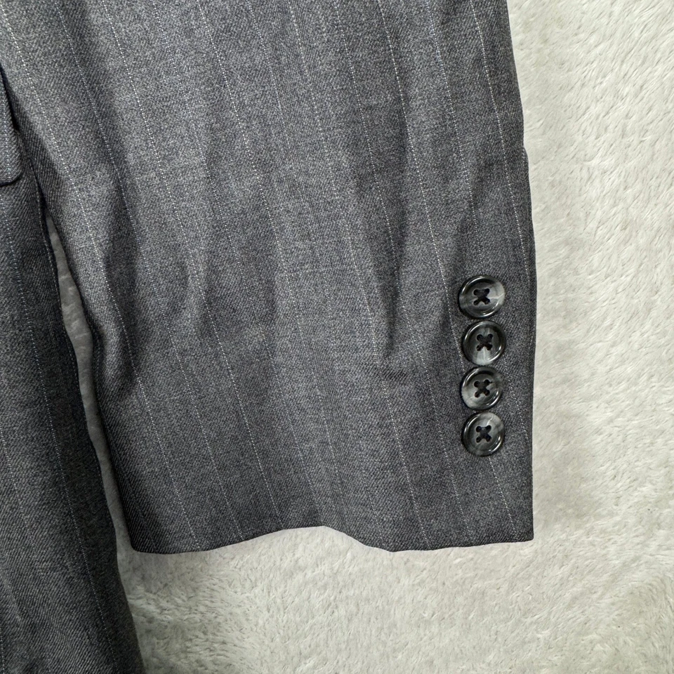 Calça blazer vintage Burberry London masculina 42L listra cinza 2 botões 32x32 - Imagem 3 de 4