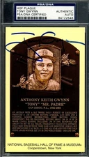 Tony Gwynn PSA DNA Signed Gold Hall of Fame Plaque Postcard Autograph