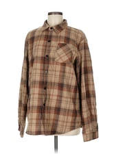 Romwe Women Brown Long Sleeve Blouse M