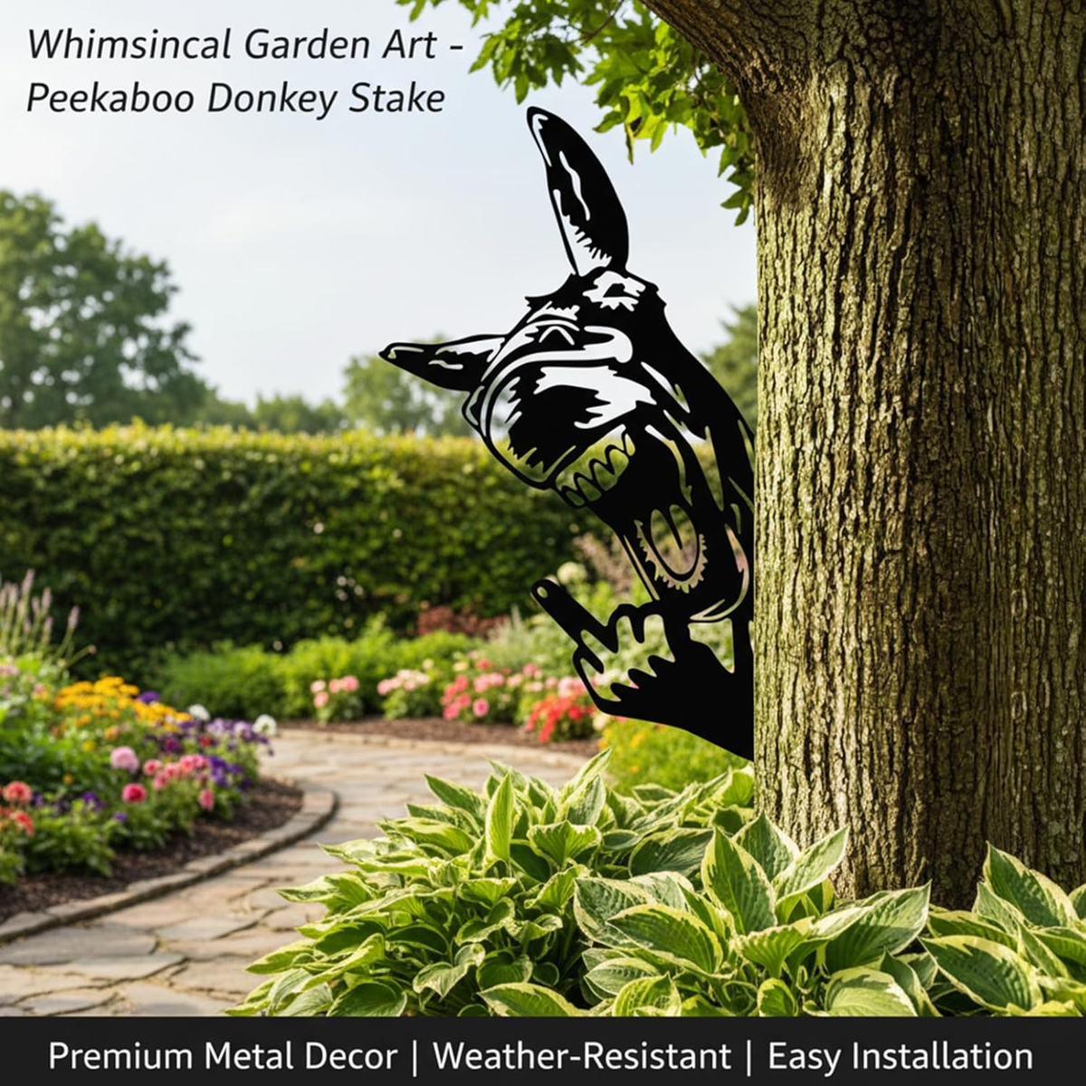Quanqiuyi Donkey Middle Finger Metal Yard Decor – Peek a Boo