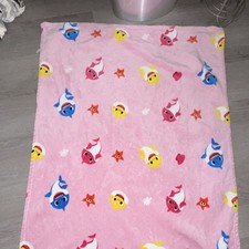 Nickelodeon Baby Shark Plush Blanket Pink Blue Yellow White Red Easy Care