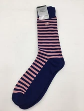 Perry Ellis Portfolio Mens Moisture-Wicking Stripe Crew Sock, Navy, Shoe Sz 7-12