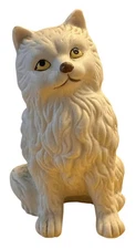 Porcelain Sitting Cat Figurine White 5 Inches Tall Vintage Artmark