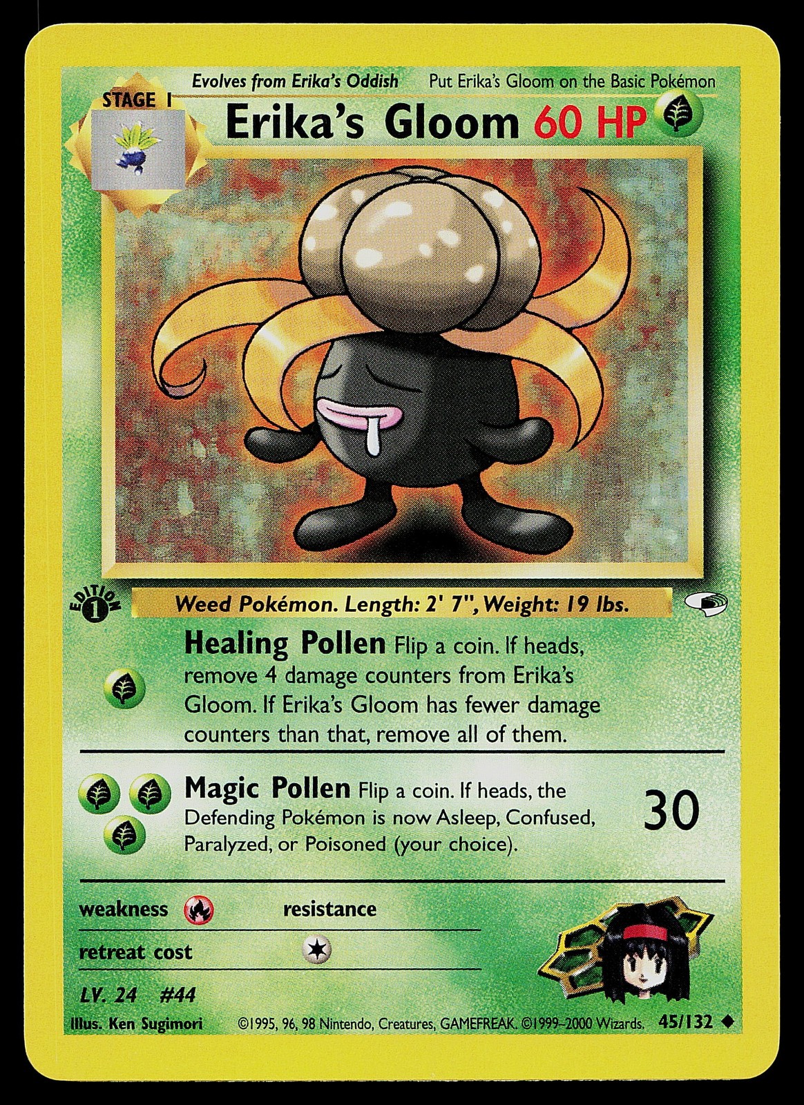 Pokemon Card - Erika's Gloom Gym Heroes 45/132 Uncommon 1st Edition