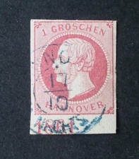 1859 MiNr 14 a Georg 1 Gr. rosa Paar m. Jahreszahl 1861 Stellung 3 K2 HANNOVER