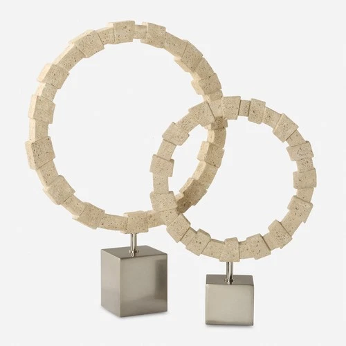 Uttermost 18167 Ivory Fusion Resin Stone Rings Sculpture - Set of - Off White - Picture 1 of 4