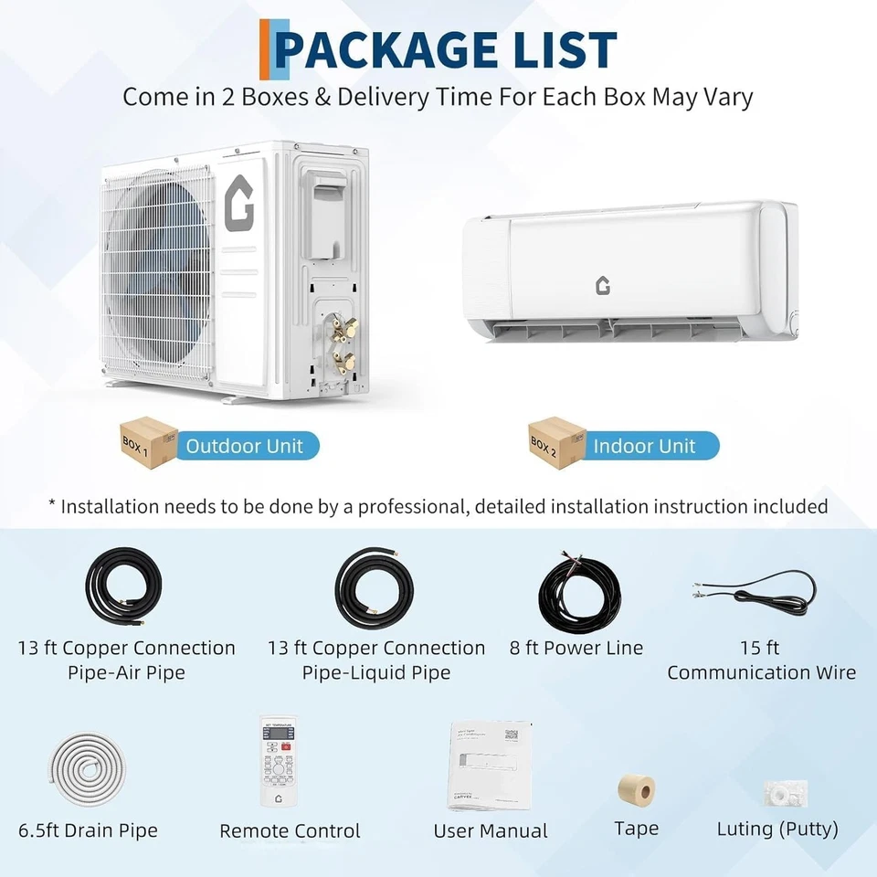 24000 BTU Ductless Air Conditioner, Heat Pump Mini Split 230V 2 Ton W/kit, WiFi - Image 4 of 4