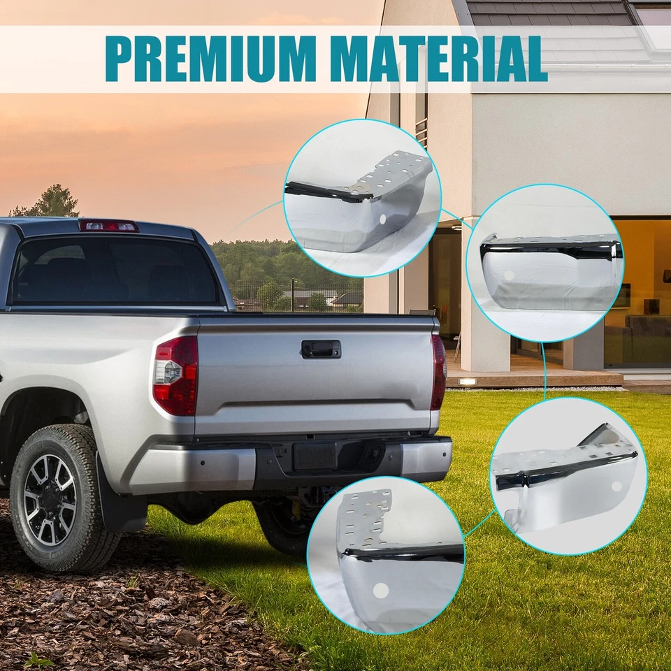 Bumper End Set For 14-21 Toyota Tundra Rear W/Sensor Hole Chrome Extension Foto 4 de 4