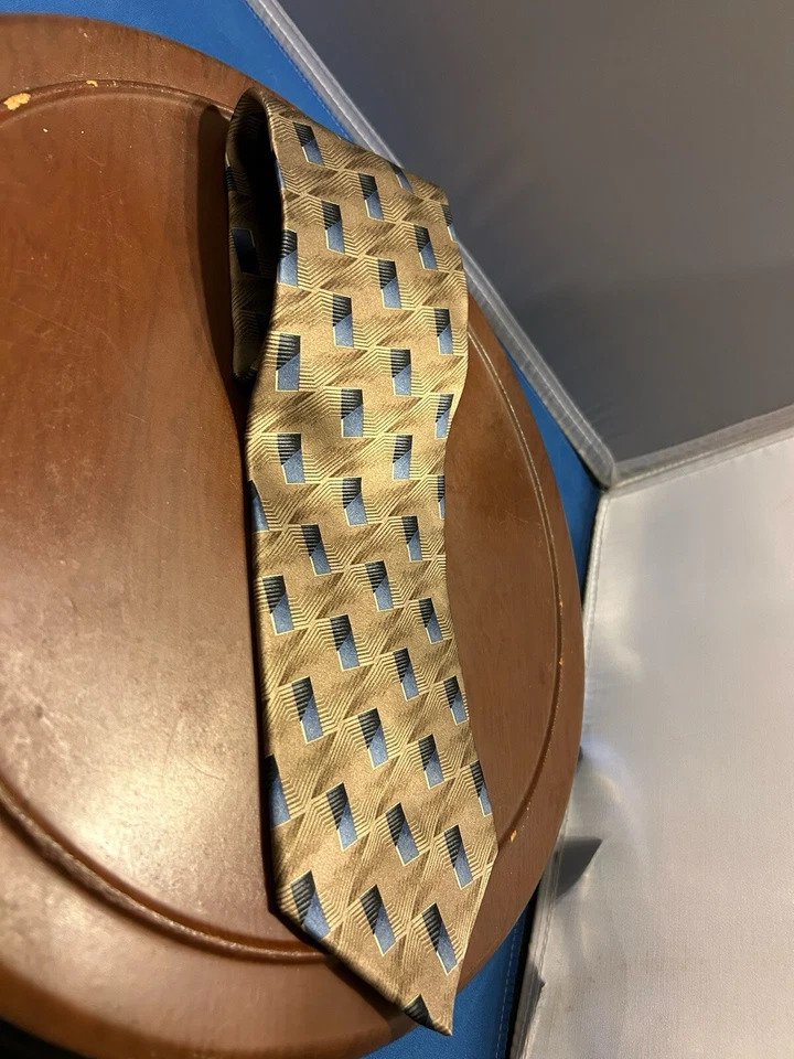 Галстук мужской Bill Bass коричневый 100% импортный шелковый галстук геометрический Коста-Рика - Изображение 2 из 4