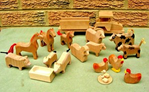 wooden farm animals