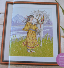 Cross Stitch Chart Only - Native American Culture Sampler A Maiden With Horse