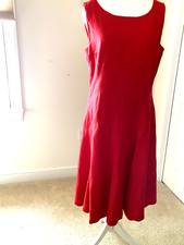 CALVIN KLEIN DESIGNER LINEN SLEEVELESS LINED ZIPPER 40" FLARED LONG DRESS