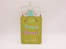 Türschild aus Holz - Frosch Deko Wandschild grün 15x30 cm - Frosch Konzert