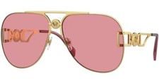 NWT Versace Sunglasses VE2255 1002A4 Gold w/ Pink Mirror InternalSilver 63mm NIB