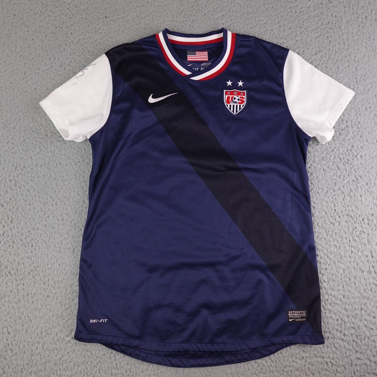USA Soccer Jersey Womens Medium Blue Authentic 2012 Away Kit Nike
