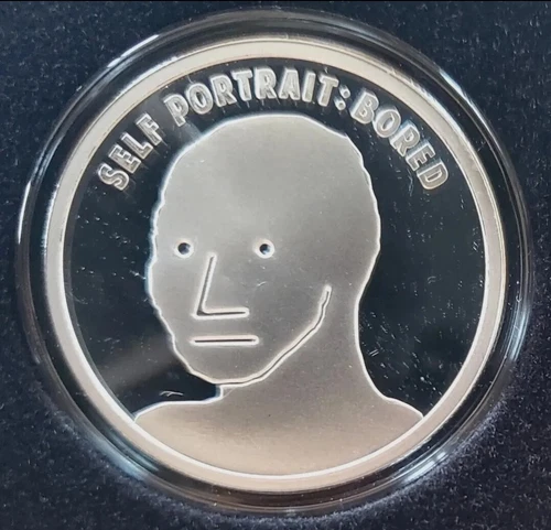 2022 Silver Shield Self Portrait Bored Proof Round World War Meme 17