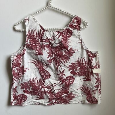a.n.a Women s sleeveless pineapple print cotton top | Small