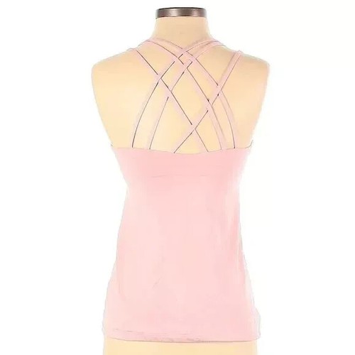 Athleta Activewear Tank Top Women XS Pink Criss Cross Strap Pullover Scoop Neck - Picture 2 of 3