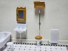 Dollhouse Chrysnbon Bathroom KIT Victorian Plastic 1:12 Bathtub Toilet Sink