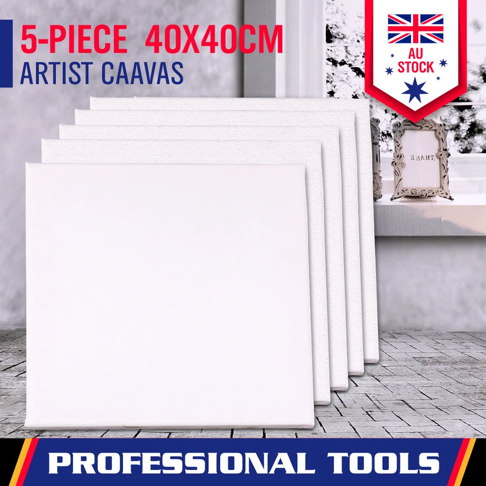 5x Artist Blank Stretched Canvas Canvases Art Large White Range Oil Acrylic Wood