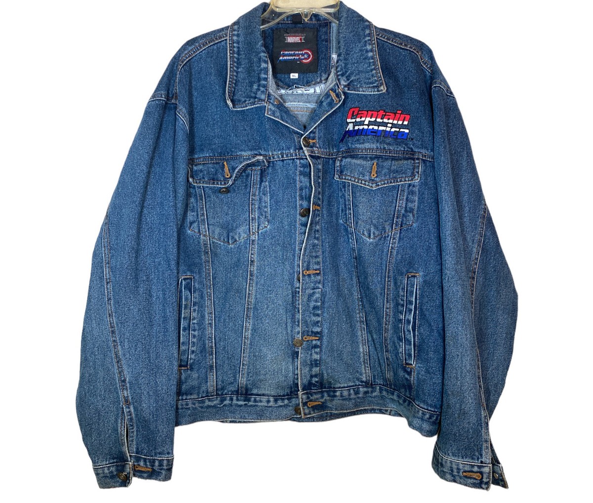 big denim jacket スクルージ デニムジャケット Disney Walt Disney World Marvel Captain America Embroidered Denim Trucker