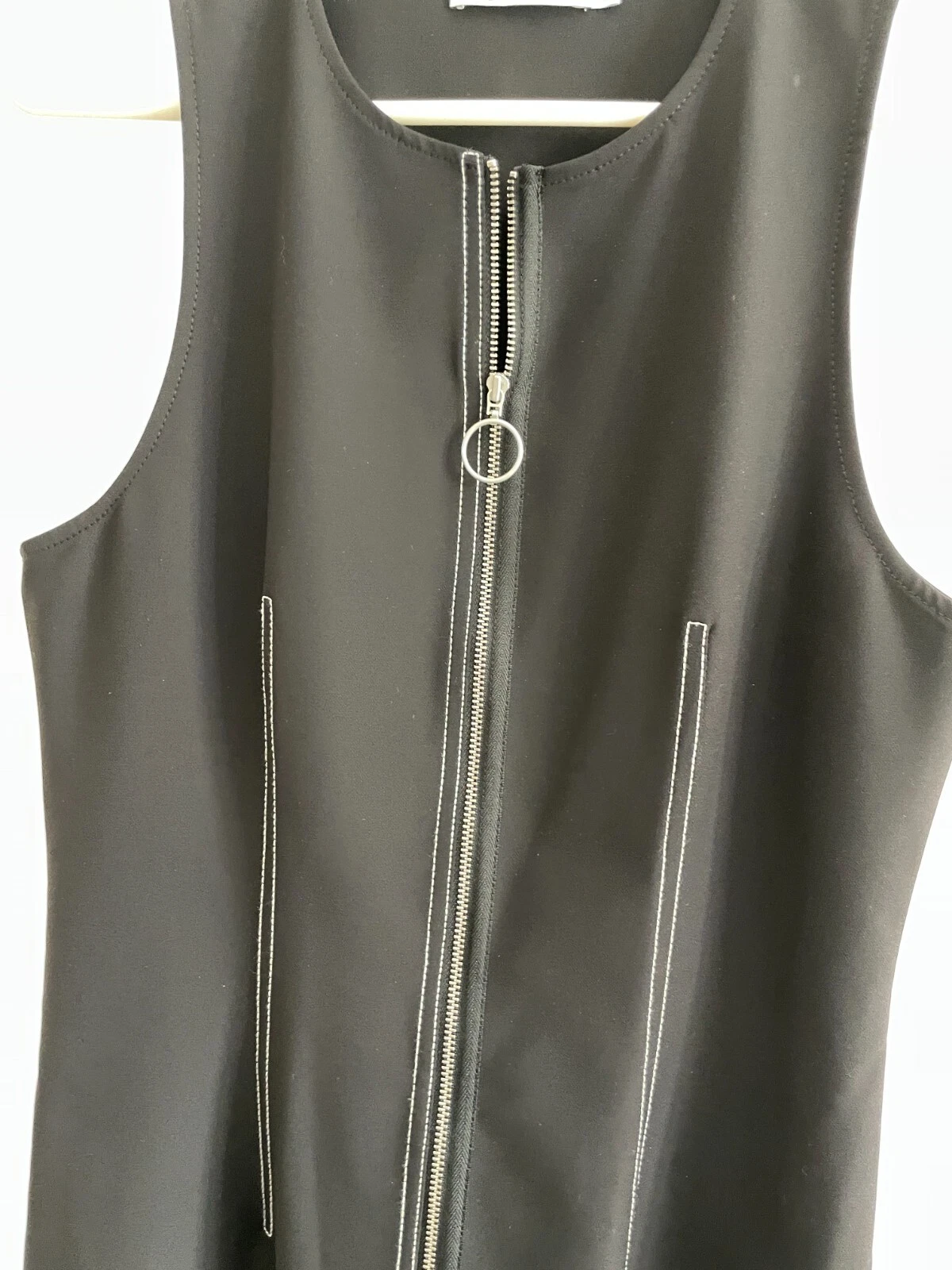 Abito da carriera T by Alexander Wang nero senza maniche tuta tecnica zip davanti taglia 10