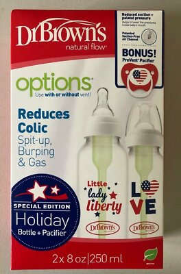 Dr. Brown's Natural Flow 8oz 2 pk Spec. Edition  Baby Bottle + Pacifier Set