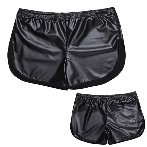 Men's Faux Leather Running Shorts Sport 