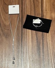 New 2 Piece Fashion Jewelry Silver Rhinestone Bracelet  Necklace Bundle