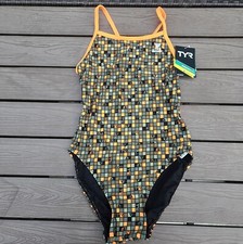 TYR Durafast Retro Check Women Crosscutfit Orange/camo 1 Pc Swimsuit SZ 30 New