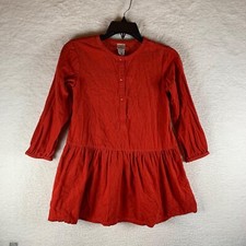Hanna Andersson Girl's Long Sleeve Button Front Orange Corduroy Dress 8 130cm