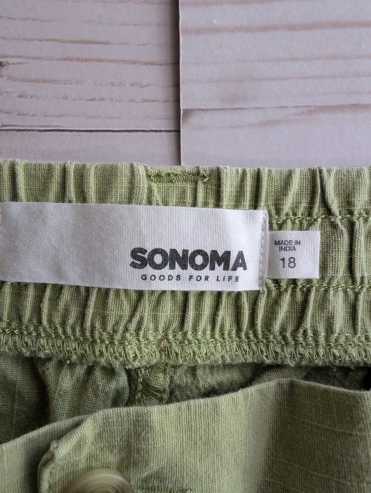 Pantalones cortos de verano Sonoma talla grande 18 verde cintura elástica para mujer Foto 2 de 4