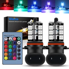 9145 9140 H10 LED Fog Driving Light Bulbs 27SMD RGB Remote Control Multi-Colors