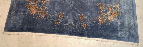 Circa 1930 Art deco Chinese Rug Blue 8ft9 By11ft6 - Picture 4 of 9