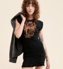 Urban Outfitters NWT Tatum Smocked Mini Dress in Small Black Mini Dress Rock