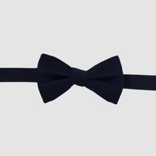  59 Bloomingdale's Men Blue Solid Knit Silk Classic Pre-Tied Adjustable Bow Tie