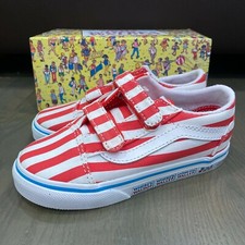 Vans Old Skool x Where's Waldo Shoes Red White Stripes Kids Toddler Size 7