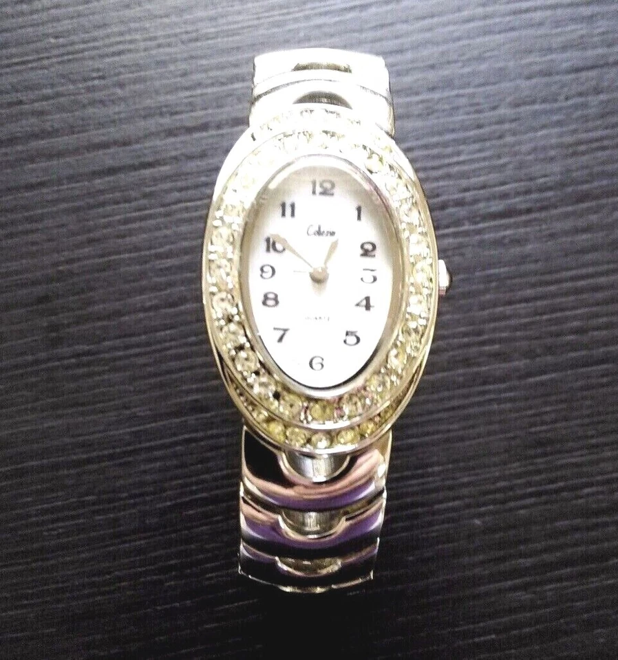 Reloj pulsera de cuarzo para mujer vintage piedras preciosas de cristal plata madreperla EE. UU. Foto 2 de 4