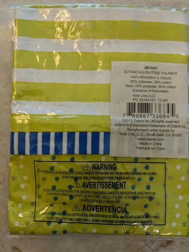 NEW Kids Line ZUTANO Window Valance ALLIGATORS Green Blue 14in by 60in - Picture 2 of 2