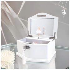 White Ballerina Musical Jewelry Box for Girls and Women,Kid's Jewelry Storage...
