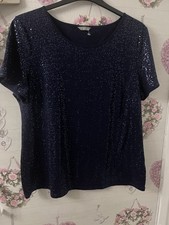 Navy Sequin Top Size 18 M&S Fabulous