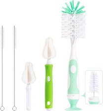 Baby Bottle Brush W/ One Base Hidden Nylon Nipple Cleaner Stand Suction Cup,2