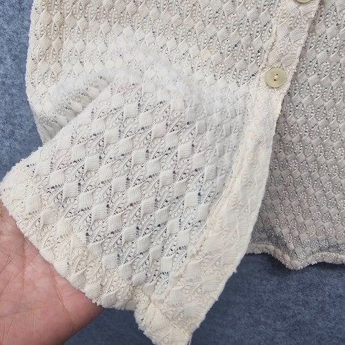 Vintage Crop Lace Pointelle Top Womens XS Petite Cream Y2K Coquette NINE Co - Picture 11 of 13